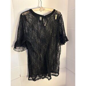 Torrid Black Lace Sheer Blouse Top Women’s Plus Size 2 Short Sleeve Romantic Got